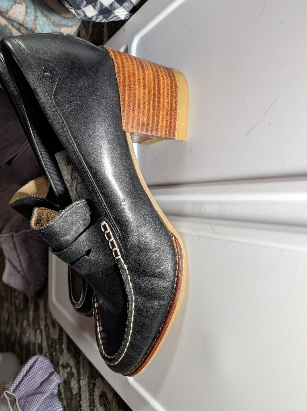 Size 12 Women's Sperry Top Sider Seaport Penny Heel In Black Leather - Picture 7 of 9